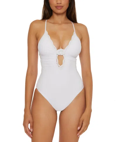 BECCA WOMEN'S PLUNGE-NECK ONE-PIECE SWIMSUIT