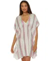 Becca Radiance Woven Cover-up Tunic In White,azalea Multi