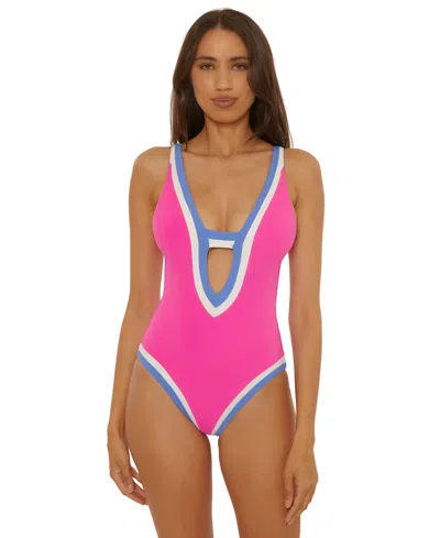 Becca Women's Rib Color-block One-piece Swimsuit In Pink