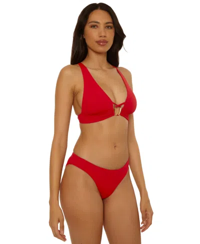 Becca Women's Riveria Seersucker Textured Hipster Bottoms In Red