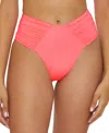Becca Women's Ruched High-waist Bikini Bottoms In Coral Reef