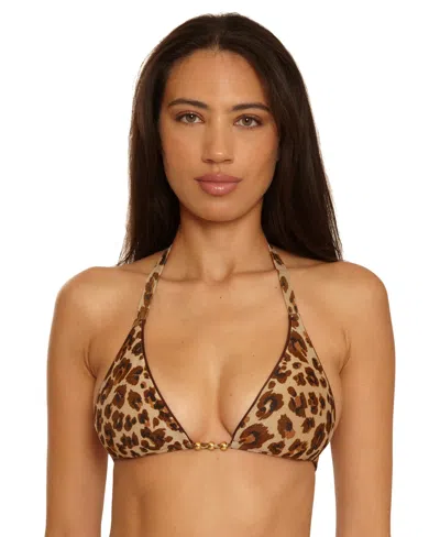 Becca Women's Safari Leopard Printed Reversible Triangle Top In Brown