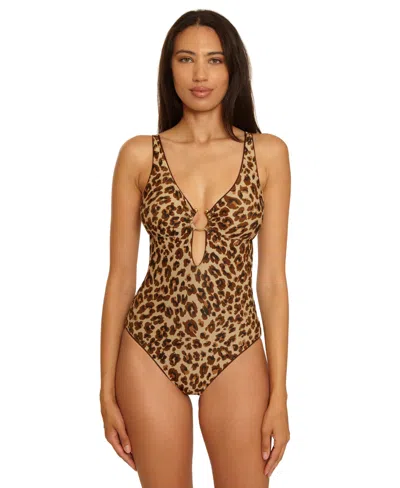 Becca Women's Safari Leopard Tatum Ring One-piece Swimsuit In Multi