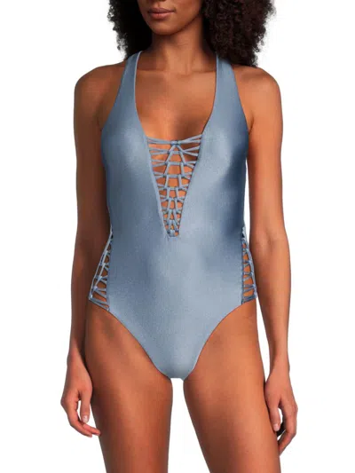 BECCA WOMEN'S SHEEN KNOTTED ONE PIECE SWIMSUIT