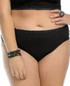 Becca Women's Side Shirred Hipster Bikini Bottom - Plus In Black In Black