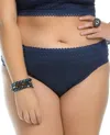 Becca Women's Side Shirred Hipster Bikini Bottom - Plus In Denim In Multi