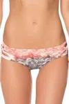 Becca Women's Side Slashed Hipster Bikini Bottom In Cosmic Red In Multi