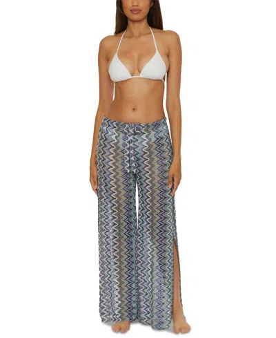 Becca Women's Sundown Crochet Split-leg Cover-up In Aqua Sea Multi
