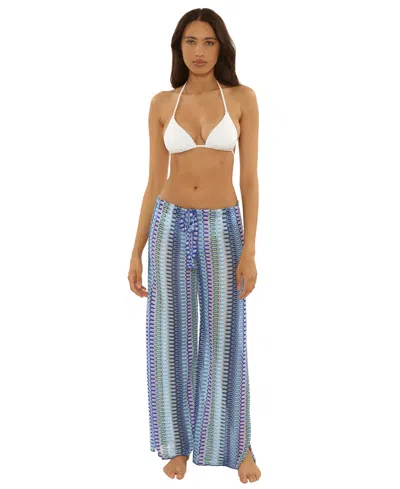 Becca Women's Sundown Striped Crochet Cover-up Pants In Multi