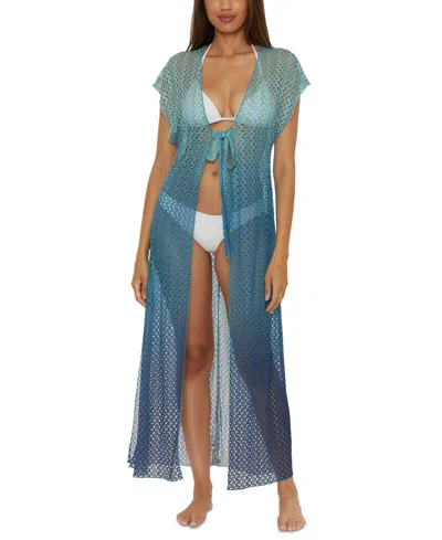 Becca Women's Sunset Ombre Crochet Cover-up Robe In Pool