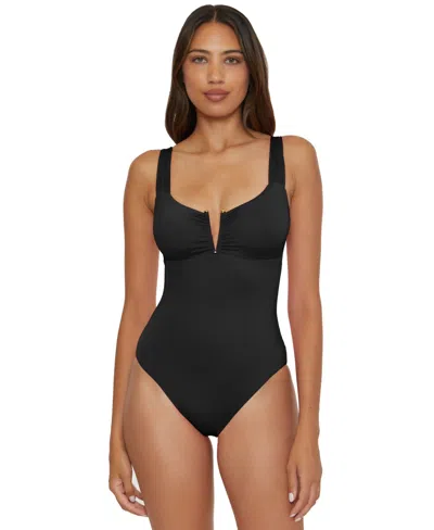 Becca Women's V-neck One-piece Swimsuit In Black