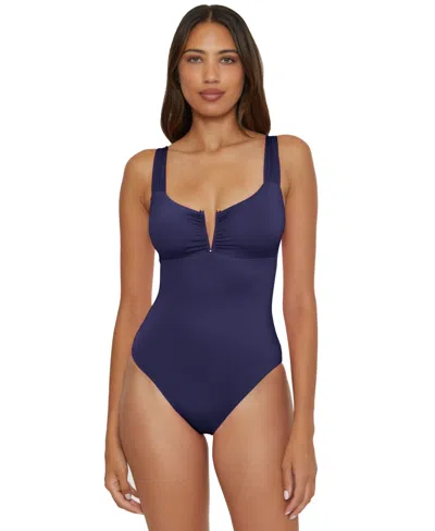 Becca Women's V-neck One-piece Swimsuit In Blue