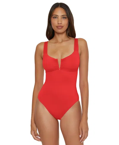 Becca Women's V-neck One-piece Swimsuit In Animal Print