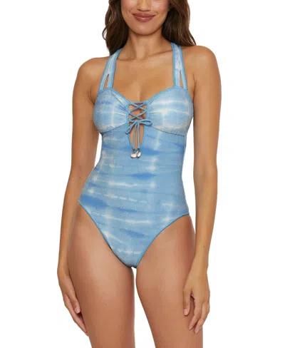 Becca Washed Away One-piece Swimsuit In Ice Blue