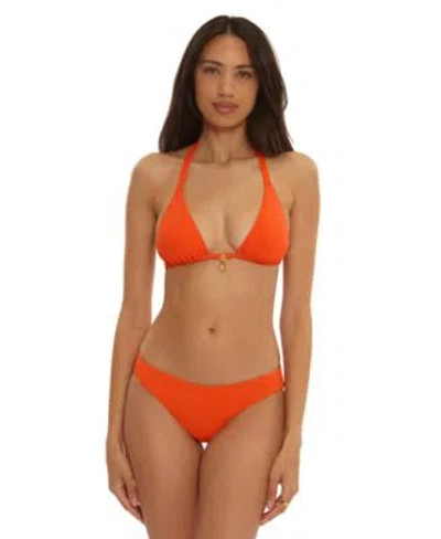 Becca Womens Charmed Cheryl Triangle Bikini Top Hipster Bottoms In Orange
