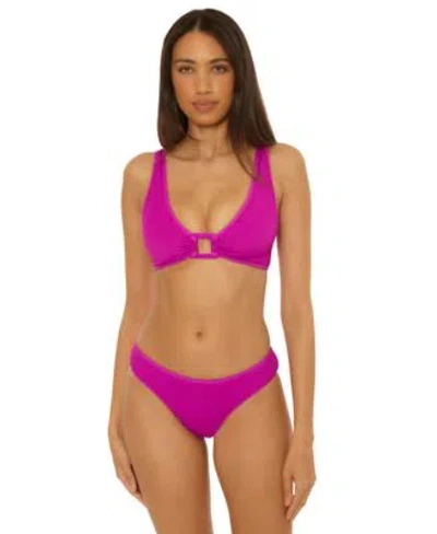 Becca Womens Crinkle Crush Bikini Top Hipster Bottoms In Purple