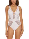 Becca Color Play Lace One-piece Swimsuit In White