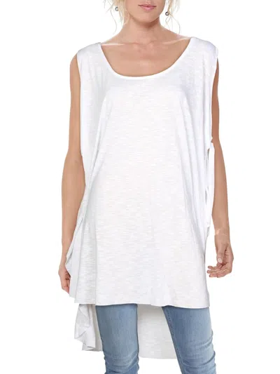 Becca Womens Faux Wrap Scoop Neck Poncho Top In White