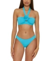 Becca Womens Garden Of Eden Multi Way Bikini Top Shirred Back Bottoms In Pool