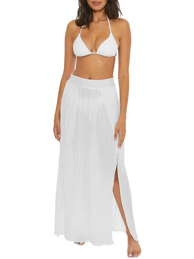 Becca Womens Long Side Slit Maxi Skirt In White