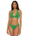 Becca Womens Marble Canyon Ring Bikini Top Hipster Bottoms In Emerald