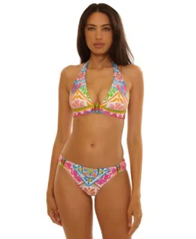 Becca Womens Mijas Mira Halter Swim Top Printed Hipster Swim Bottoms In Multi