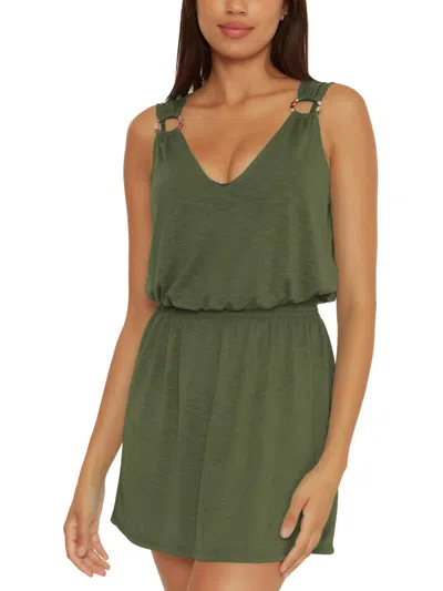 Becca Breezy Basics Smocked Waist Cover-up Dress In Green