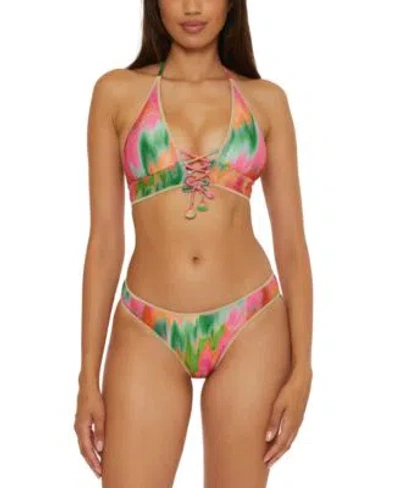 Becca Womens Mirage Metallic Bikini Top Hipster Bottoms In Multi