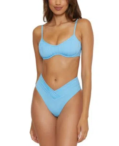 Becca Womens Palm Desert Underwire Bikini Top Color Code Bottoms In Ice Blue