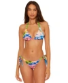 Becca Womens Positano Reversible Triangle Bikini Top Positano Reversible Side Tie Bikini Bottoms In Blue