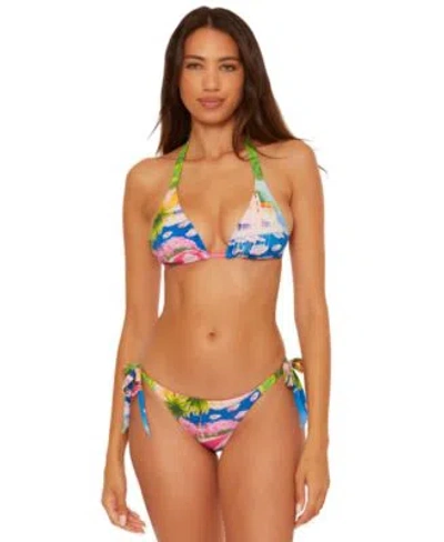 Becca Womens Positano Reversible Triangle Bikini Top Positano Reversible Side Tie Bikini Bottoms