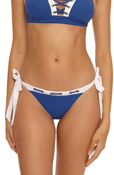 Becca Yacht Club Side Tie Bikini Bottoms In Blue