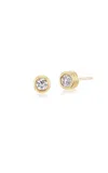 Beck Jewels 18k Yellow Gold Grotto Mini Studs With White Diamonds