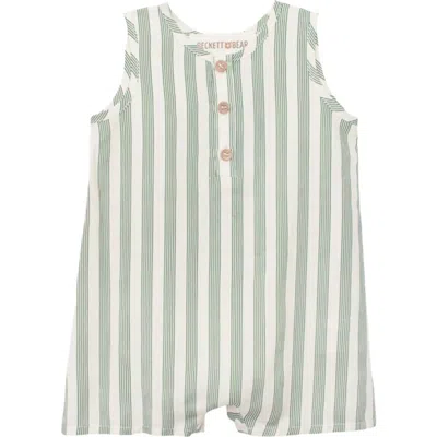 Beckett And Bear Babies'  Finn Sleeveless Striped Romper In Green