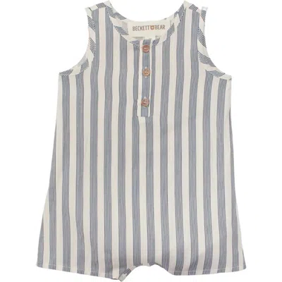 Beckett And Bear Babies'  Knox Sleeveless Romper In Blue