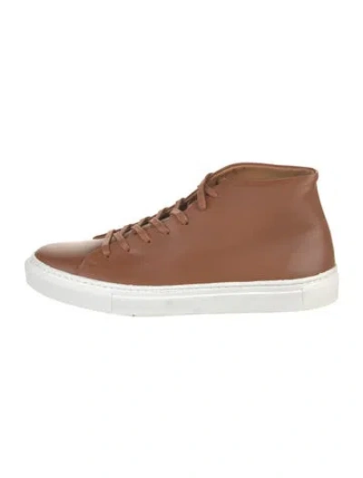 Pre-owned Beckett Simonon Leather Colorblock Pattern Sneakers In Brown
