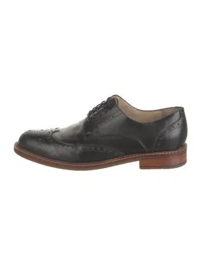 Pre-owned Beckett Simonon Leather Lasercut Accents Brogues In Black
