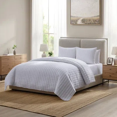 Becki Owens Details By  Di Stripe 3-piece Poly Cotton Gauze Quilt Set, Full In White
