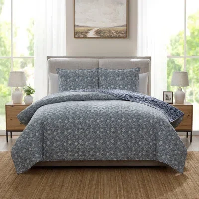 Becki Owens Details By  Tahna 3-piece Poly Cotton Gauze Quilt Set, In Blue