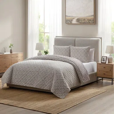 Becki Owens Details By  Trellis 3-piece Poly Cotton Gauze Quilt Set, In Beige