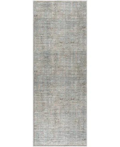 Becki Owens X Livabliss Darling Machine Washable 527931 2'7" X 7'3" Runner Area Rug In Taupe,ice Blue