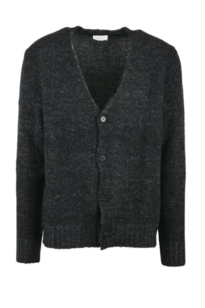 Become Button-front Cardigan In Dark Textured Knit In Black