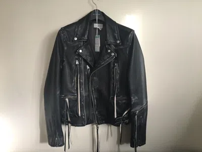 Pre-owned Bed J W Ford Aw18 Distressed 'michelle' Biker Jacket In Black