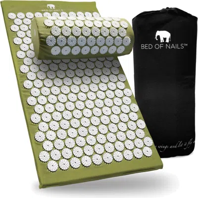 Bed Of Nails Bon Mat And Pillow Set Original Acupressure Design With 10962 Precision Nails In Green
