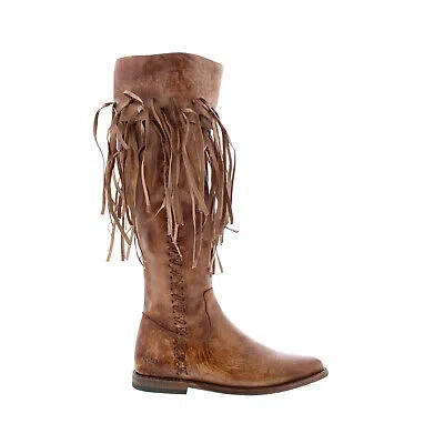 Pre-owned Bed Stu Hoplia F397001 Womens Brown Leather Zipper Knee High Boots