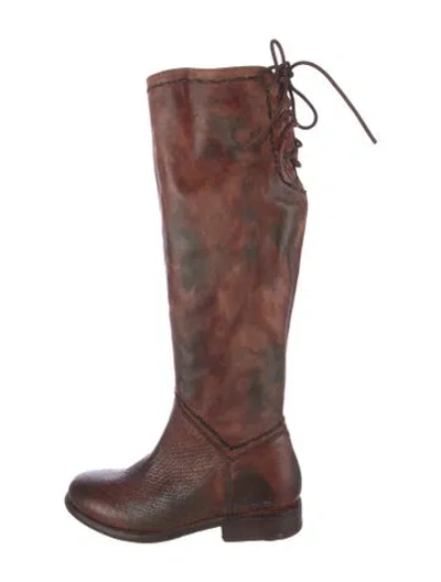 Pre-owned Bed Stu Leather Animal Print Boots In Brown