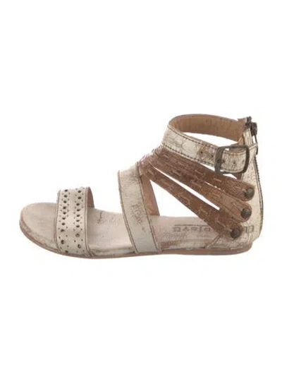 Pre-owned Bed Stu Leather Colorblock Pattern Gladiator Sandals In Neutral