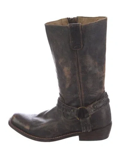 Pre-owned Bed Stu Leather Distressed Accents Moto Boots In Brown