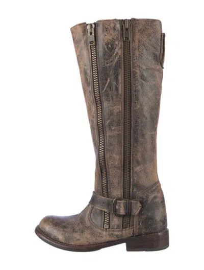 Pre-owned Bed Stu Leather Distressed Accents Riding Boots In Brown