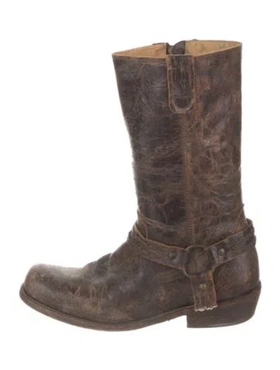 Pre-owned Bed Stu Leather Moto Boots In Brown
